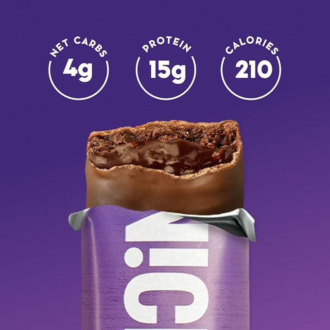 NICKS Protein Bars Triple Chocolate | 12g protein | 170 calories | Low Carb Keto Friendly Snacks No Added Sugar (Multipack 12 bars x 50g)