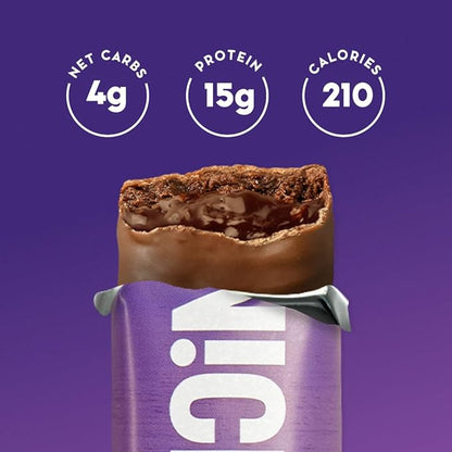 NICKS Protein Bars Triple Chocolate | 12g protein | 170 calories | Low Carb Keto Friendly Snacks No Added Sugar (Multipack 12 bars x 50g)