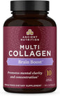 Ancient Nutrition Collagen Protein Brain Boost, Collagen Protein Capsules Brain Supplement for Reduced Joint Discomfort, Healthy Skin and Nails, 90 ct