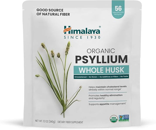 Himalaya Organic Psyllium Whole Husk, Natural 56-Tablespoon Supply, 12 Oz