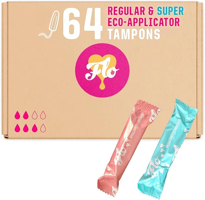 FLO Applicator Tampons, Made from Organic 64 Count (36 reg, 28 sup)