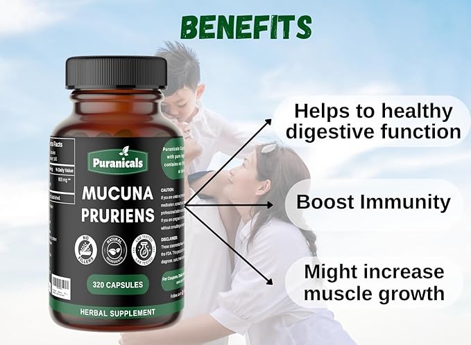 Mucuna Premium 320 Capsules Non GMO 900 mg 100% Pure