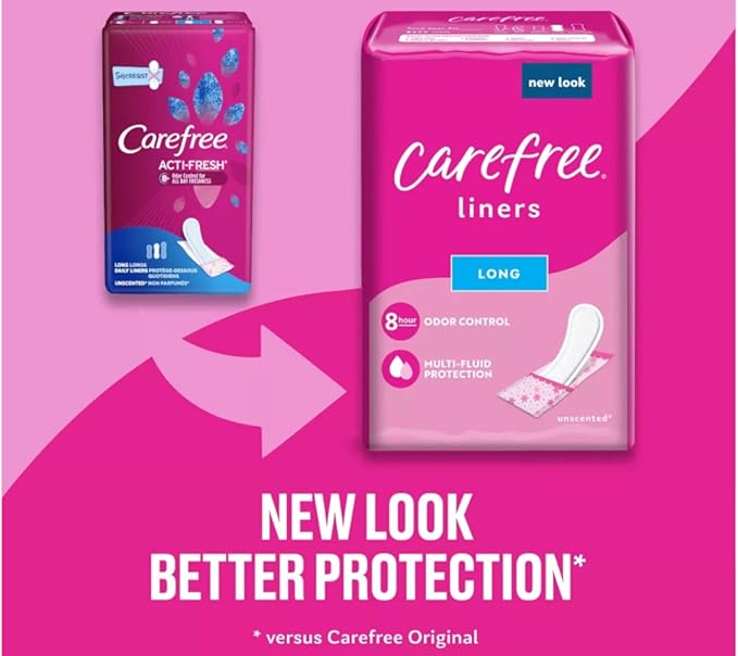 Carefree Body Shape Long To-Go Pantiliners, Unscented 42 ct