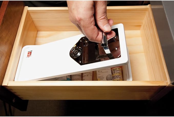 Medicine Safe-Barrel Key Lockbox, White