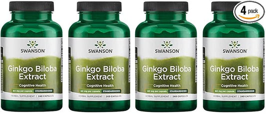 Swanson Ginkgo Biloba Extract 24% 60 240 Capsules 4 Pack