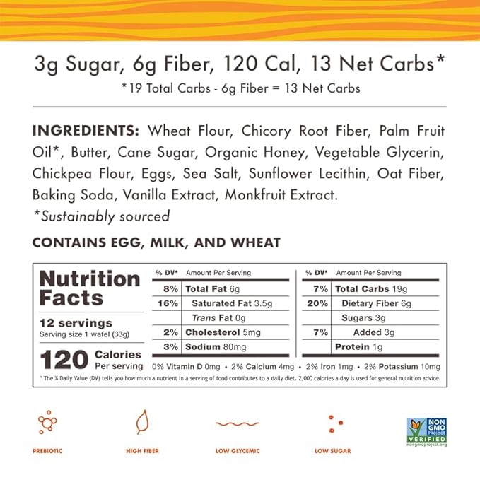 Rip Van Wafels Honey and Oats Stroopwafels, Healthy Snacks, Non-GMO, Keto Friendly, Office Snacks, Low Sugar (3g), Low Calorie, 12 Pack