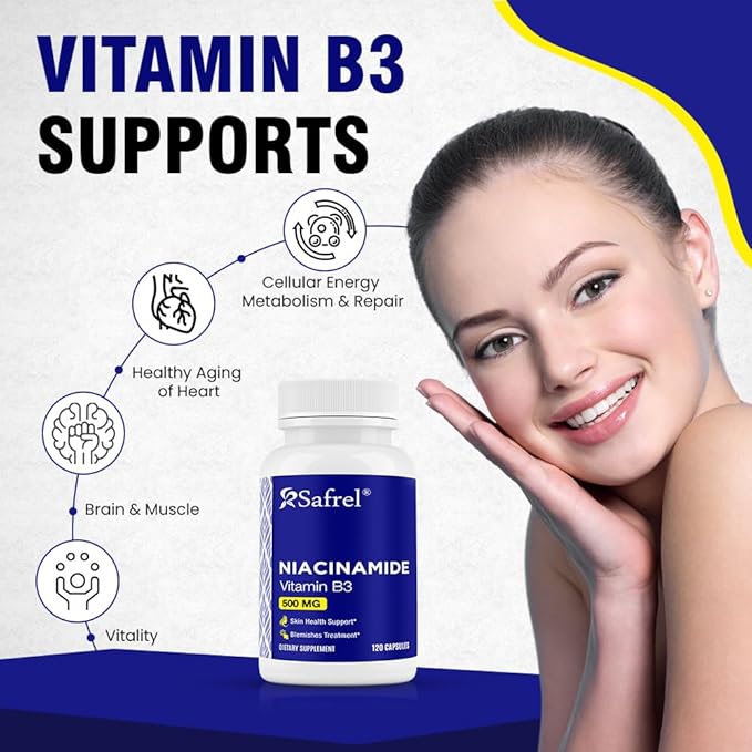Safrel Niacinamide 500mg (Vitamin B3) 120 Capsules