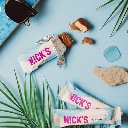 NICKS Coconut Keto Chocolate Candy Bars No Added Sugar 160 Calories, 3.0 Net carbs, Gluten Free Sweets Low carb Candy Snack Bar (Multipack 15x40g)