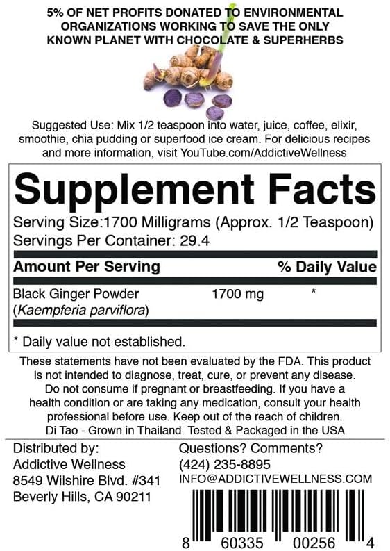 Addictive Wellness Thai Black Ginger 50 Grams (1.76 Ounce),