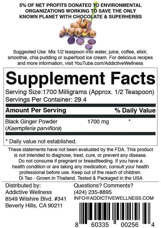 Addictive Wellness Thai Black Ginger 50 Grams (1.76 Ounce),