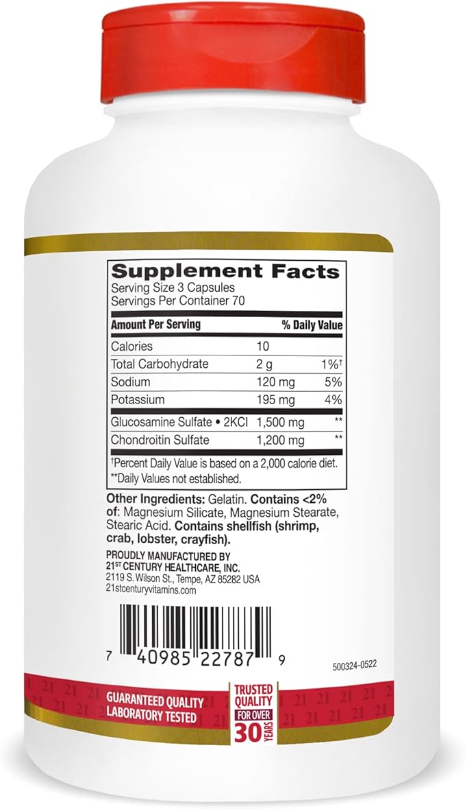 21st Century Glucosamine Chondroitin 500/400mg 210 Count