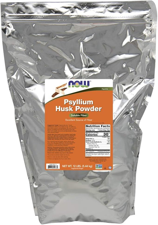 NOW Supplements, Psyllium Husk Powder, Non-GMO 12-Pound