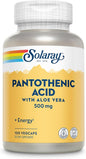 Solaray Pantothenic Acid 500mg - Vitamin B 5 for Coenzyme-A Production and Energy Metabolism, Hair, Skin, and Nails Support - Vegan, Lab Verified, 60-Day Guarantee - 100 Servings, 100 VegCaps
