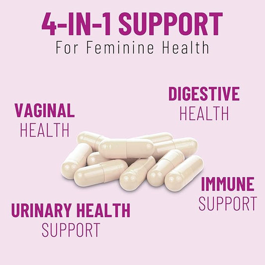 Women's Probiotic Capsules - 10 Billion CFU, 6 Strains, 4-in-1 Support for Vaginal, Urinary, Digestive & Immune Health, Cranberry, Vegan, Non-GMO, Gluten-Free, 120 Caps