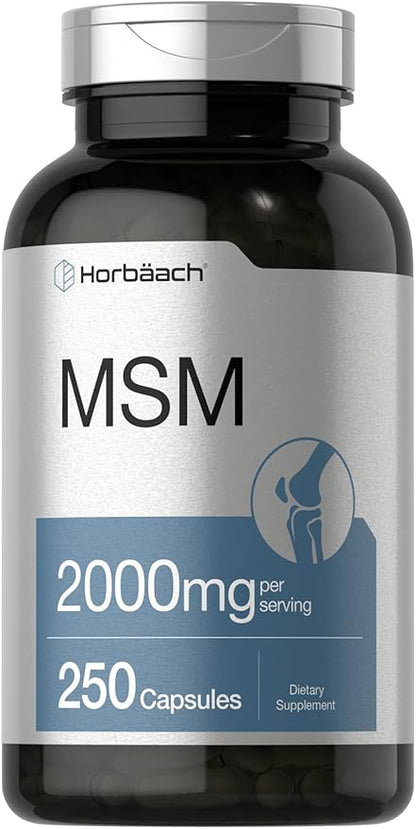 Horbäach MSM Supplement Capsules 2000mg | 250 Count