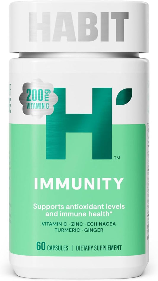 Habit Immunity Supplement (60 Capsules) - New Look, Echinacea, Elderberry, Turmeric, Zinc Blend to Support Immune Health and Antioxidant Levels, Vegan, Non-GMO (1 Pack)