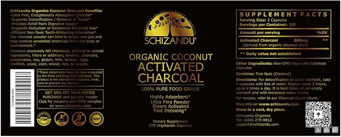 Activated Coconut Charcoal Capsules- Supports Health - Vegan, Organic, Non-GMO, No Additives - X-Large Bottle 210 Count - Pack of 3
