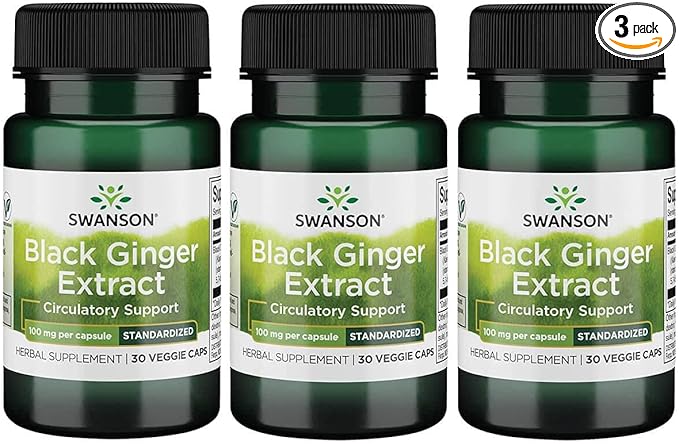 Swanson Black Ginger Extract (30 Veggie 100mg Each) 3 Pack