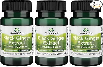 Swanson Black Ginger Extract (30 Veggie 100mg Each) 3 Pack