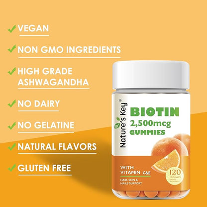 Nature's Key Biotin Gummies with Vitamin 120 Count