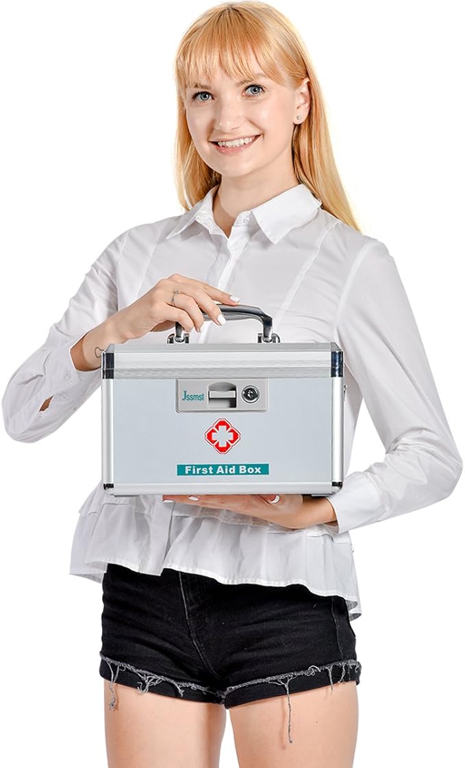 Jssmst Locking Medicine Box 11.4 x 8.1 x7.4 x7.4 Inches, New(MC14020)