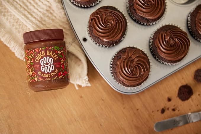 GOOD GOOD No Added Sugar Belgian Choco Hazel Spread - Chocolate Spread with Natural Sweeteners - Gluten Free - Vegetarian Friendly - 12oz / 350g (Pack of 1)
