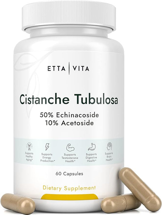 Potent Cistanche Tubulosa Capsules (500 mg) (2X Potent 50% Echinacoside/10% Echinacoside/10% Acetoside)