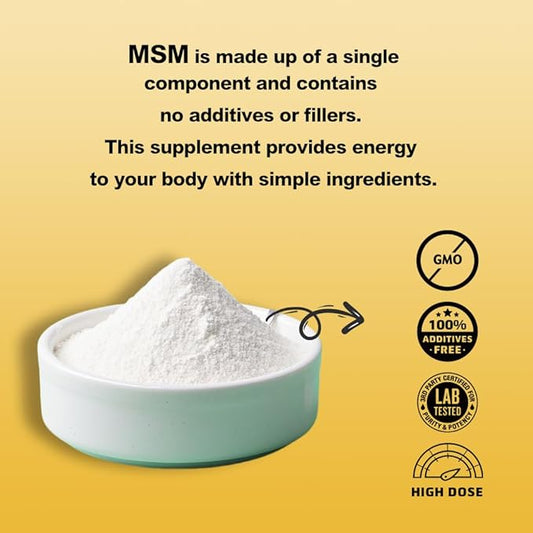 MSM Organic Sulfur Capsules, Premium MSM Supplement, Used for Joint Health and Functional Wellness, Hair, Skin, Nails, Non-GMO, Gluten Free, 1 Bottle Pack(180 Count)
