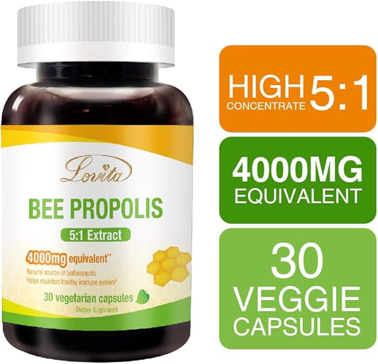 Lovita Bee Propolis Capsule 4000mg Equivalent 5:1 Concentration 30 Vegetarian (1 Months