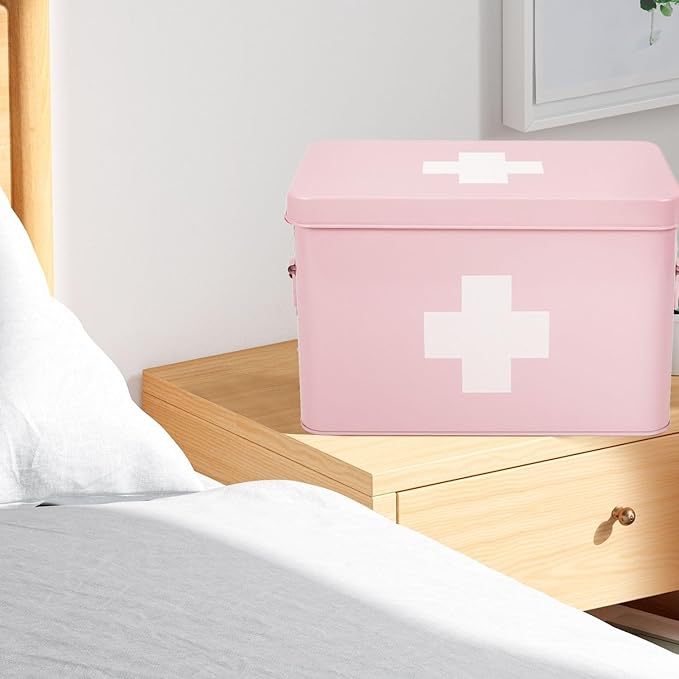 Flexzion First Aid Box Organizer Empty 13" Pink