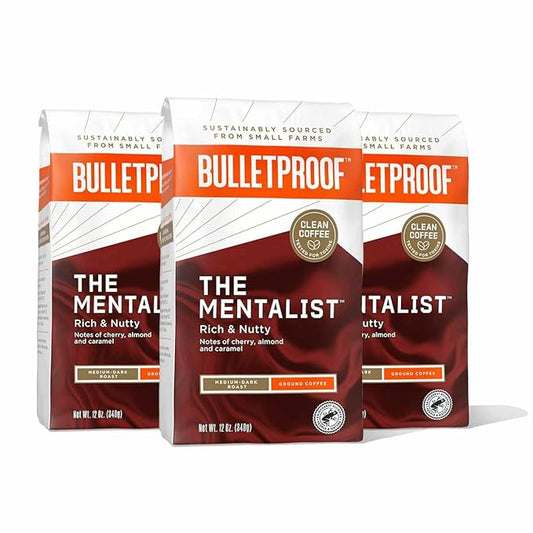 Bulletproof The Mentalist Medium-Dark Roast Ground Coffee, 12 Ounces (Pack of 3), 100% Arabica Coffee Sourced from Central and South America