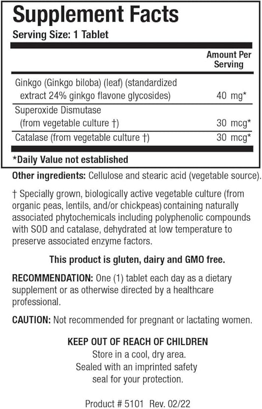 Biotics Research Ginkgo Biloba Standardized 24% 60 Tablets