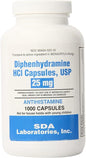SDA LABORATORIES Diphenhydramine HCI Antihistamine 25 1000 Count (1 Bottle)