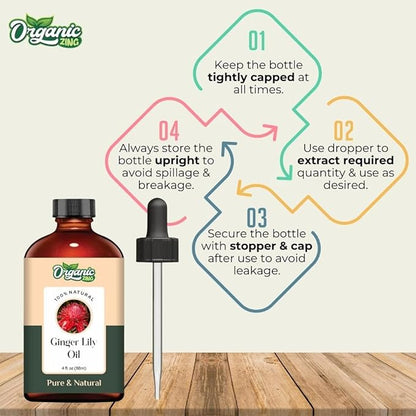 Ginger Lily (Hedychium coronarium) Oil | Pure & Natural Essential Oil for Skincare, Hair Care, Aroma and Diffusers - 118ml/3.99fl oz