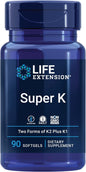 Life Extension Super K, vitamin K1, K2 mk-7, mk-7, vitamin K2 mk-4, mk-4, vitamin 3-month supply, 1 Daily, 90 softgels