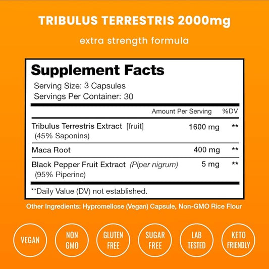 Tribulus Terrestris for Men 2000mg Supplement 90 Vegan