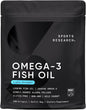 Sports Research Triple Strength Omega 3 Fish Oil - Burpless Fish Oil Supplement w/EPA & DHA Fatty Acids from Wild Alaskan Pollock - Heart, Brain & Immune Support for Men & Women - 1250 mg, 240 ct