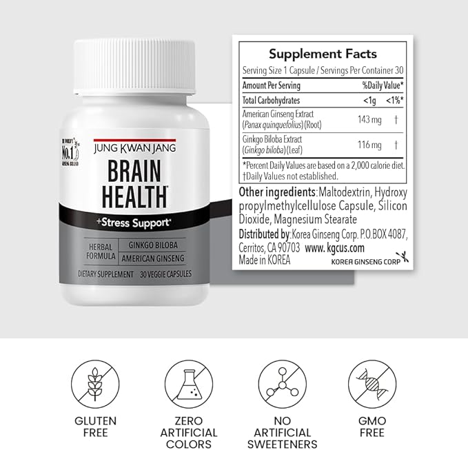 JungKwanJang Ginkgo Biloba Supplements with American 30 Capsules