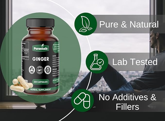 Ginger Premium 320 Capsules Non GMO 700 mg 100% Pure