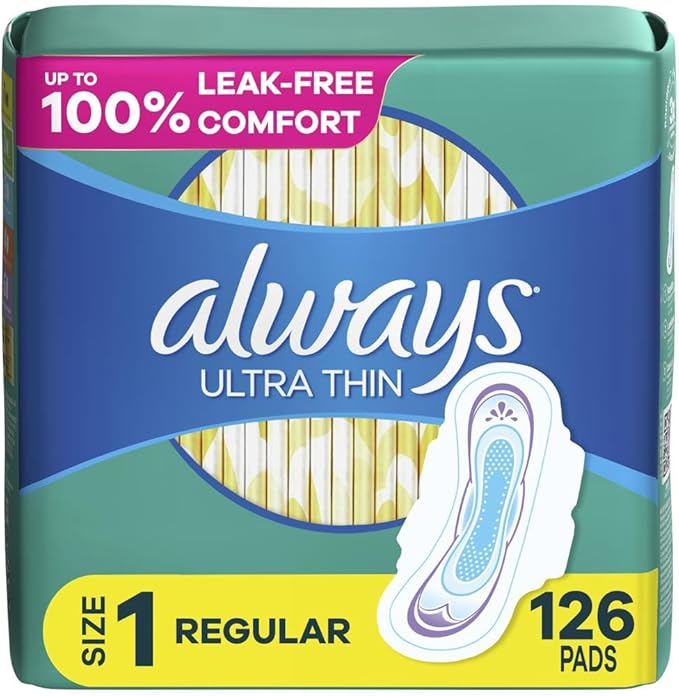 Always Ultra Thin Daytime Pads 1, Regular, 42 Counts 3 Packs (126 Count