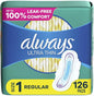 Always Ultra Thin Daytime Pads 1, Regular, 42 Counts 3 Packs (126 Count