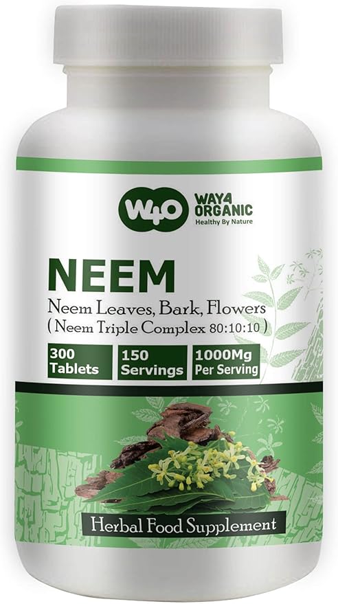 Neem Triple Complex (80:10:10) - 300 Tablets, 150 Serving, 1000 Mg (1 Pack)