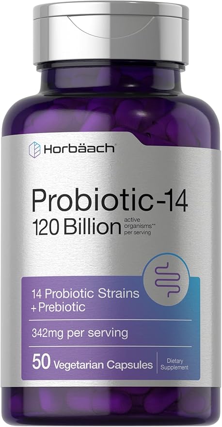 Horbäach Probiotics 120 Billion CFU 14 Strains 50 Capsules