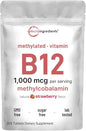 Micro Ingredients Vitamin B12 1,000mcg | Methyl B12 Active Form | 365 Chewable Tablets | Fast Dissolve, Natural Strawberry Flavor | Supports Energy Health | Vegan, Non-GMO, Gluten Free