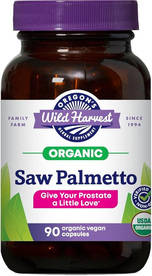 Oregon's Wild Harvest Certified Organic Saw Palmetto Capsules, Non-GMO, 1170 mg, 90 Count