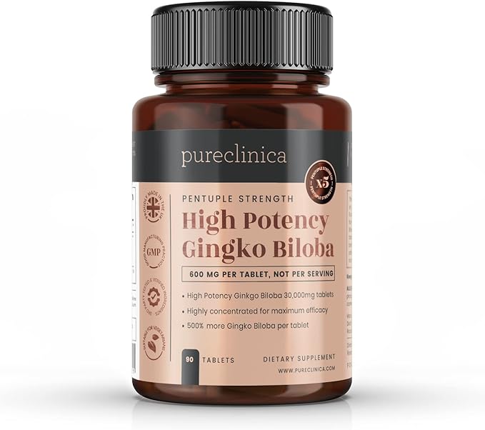 pureclinica High Potency Ginkgo Biloba 30,000mg 90 Tablets 3 Months 5 Times