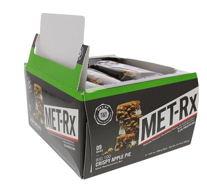 MET-Rx Big 100 Colossal Protein Bars, Crispy Apple Pie Meal Replacement Bars, 9 Count