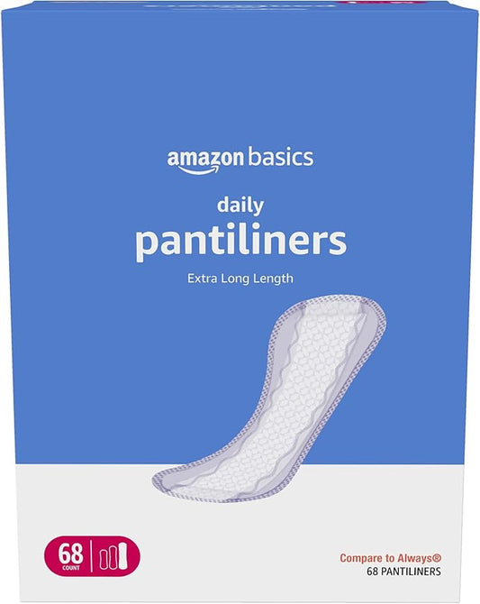 Amazon Basics Daily Pantiliner, Extra Long 68 Count, 1 Pack