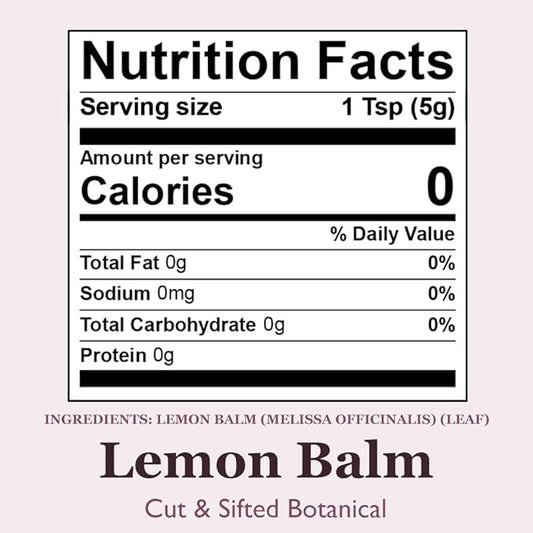 Organic Positively Botanicals Company, Lemon Balm, 4 Ounce