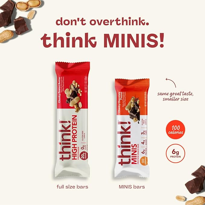think! Minis Protein Snack Bar, Gluten Free, Chocolate Chip, 15 Count